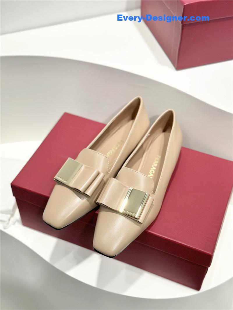 Salvatore Ferragamo Double Bow Column Block Heel Pumps