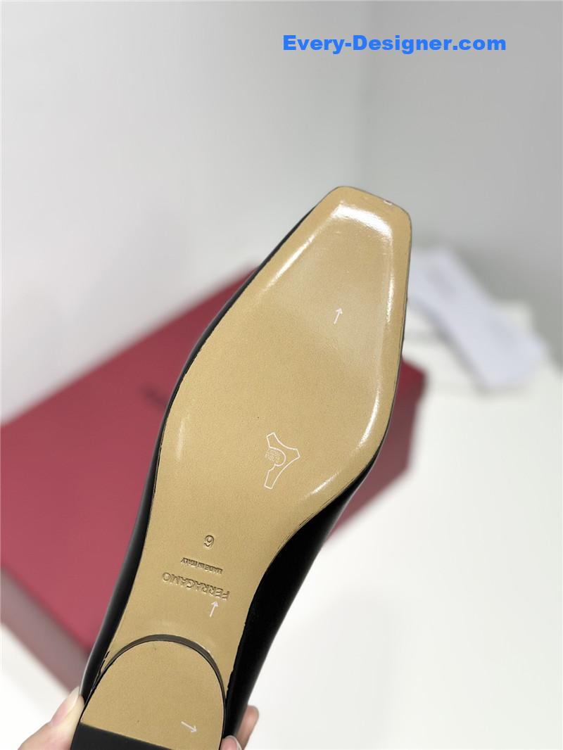 Salvatore Ferragamo Double Bow Column Block Heel Pumps