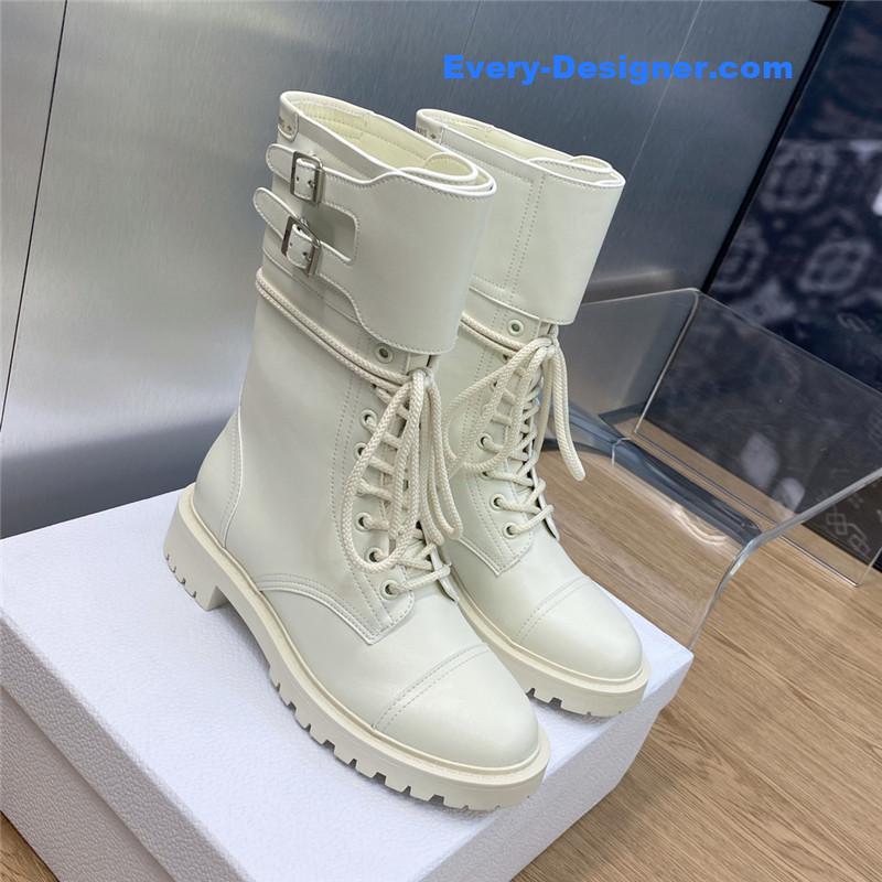 D10r belt buckle low heel round toe lace up knight boots