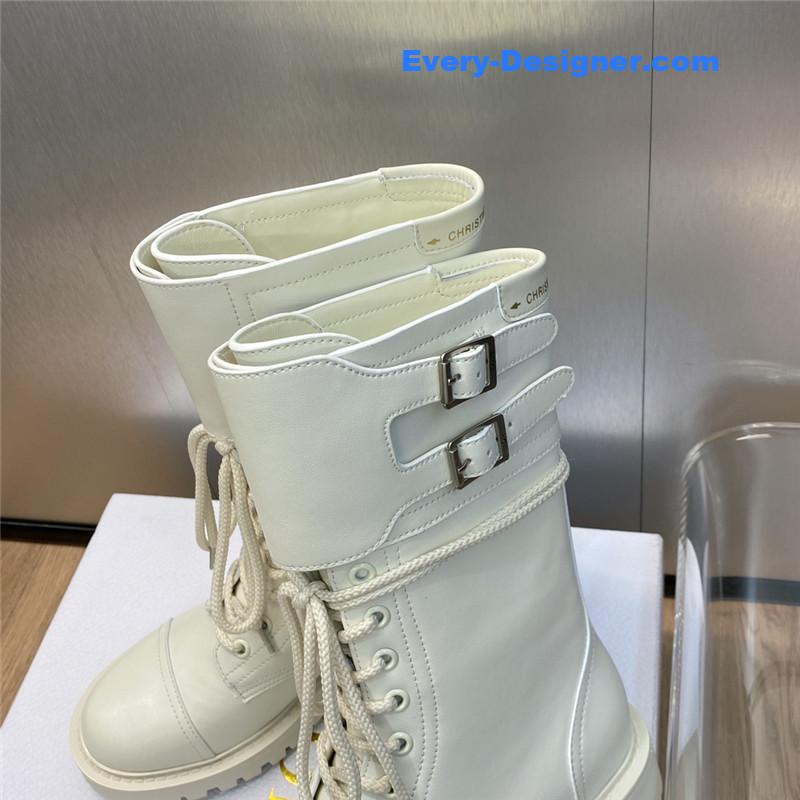 D10r belt buckle low heel round toe lace up knight boots