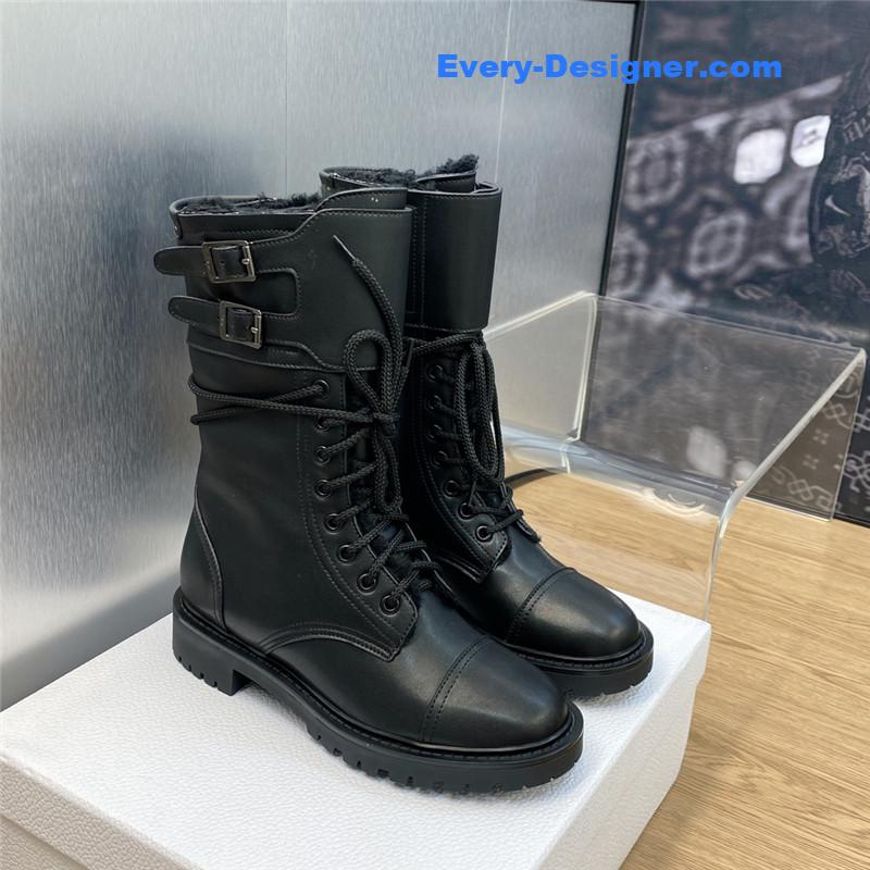 D10r belt buckle low heel round toe lace up knight boots