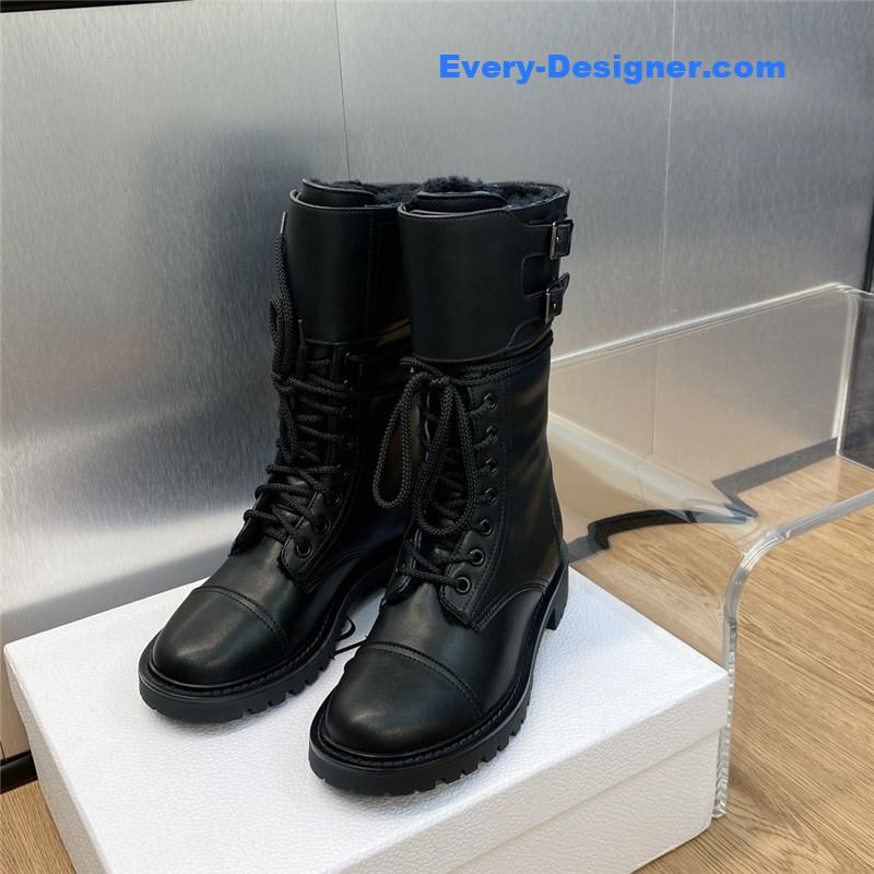 D10r belt buckle low heel round toe lace up knight boots