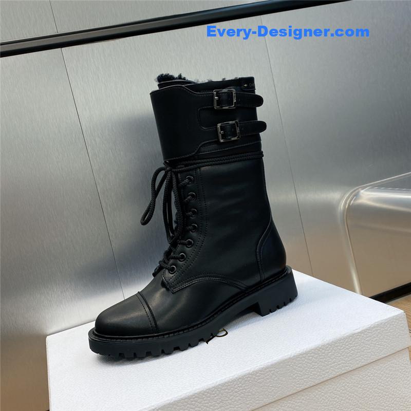 D10r belt buckle low heel round toe lace up knight boots