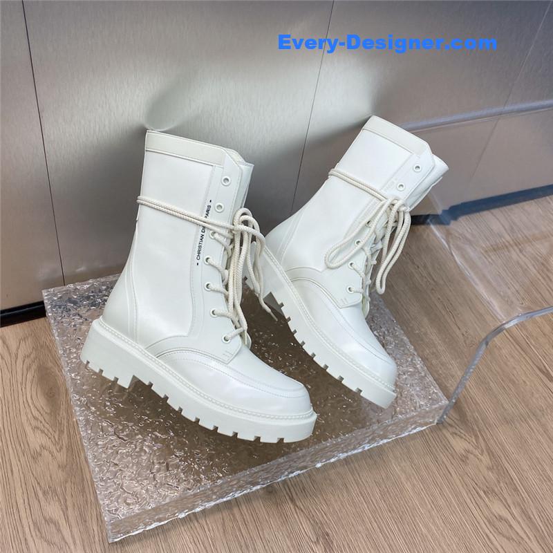 D10r low heel round toe lace up knight boots