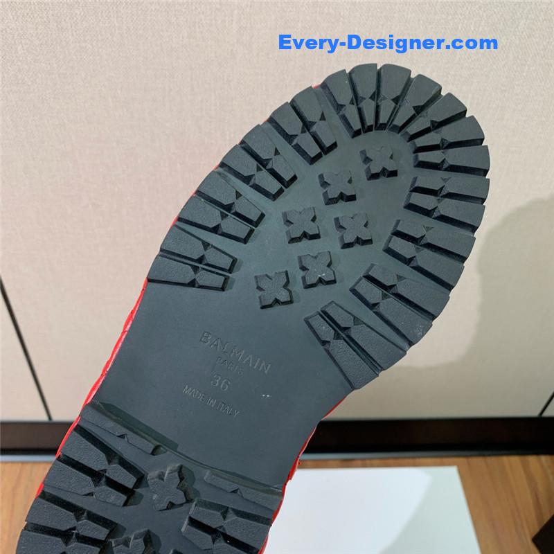 Balmain electro-embroidered leather platform boots