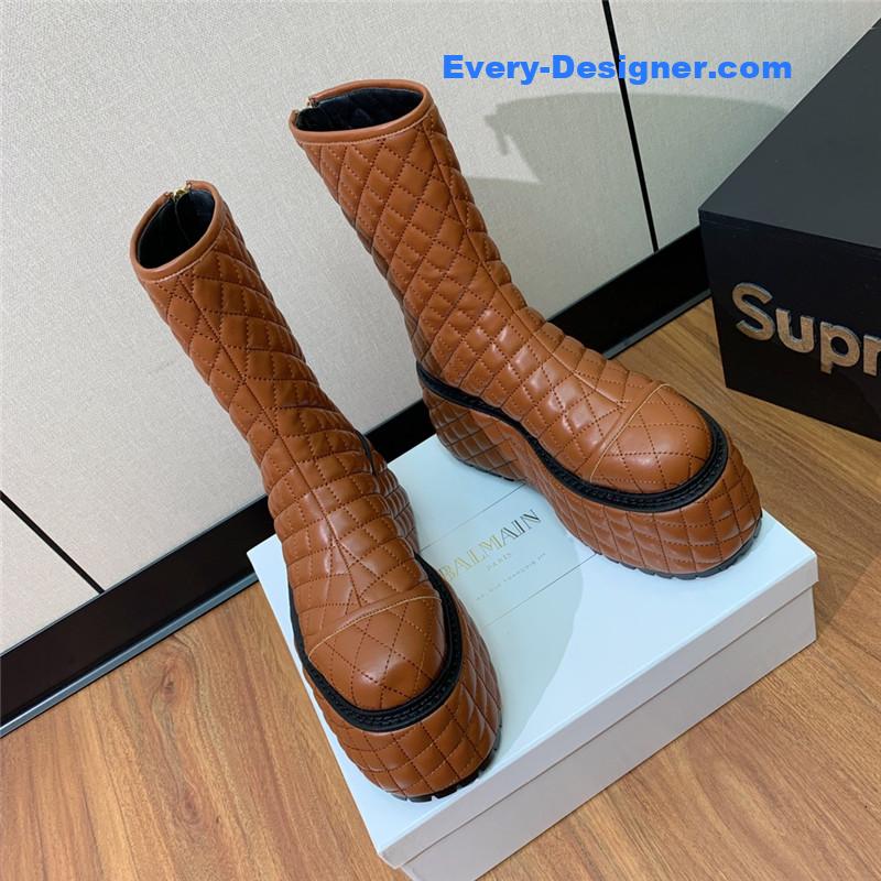 Balmain electro-embroidered leather platform boots