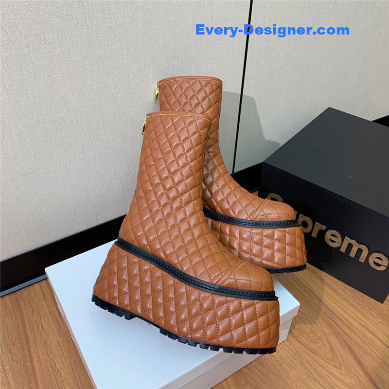 Balmain electro-embroidered leather platform boots