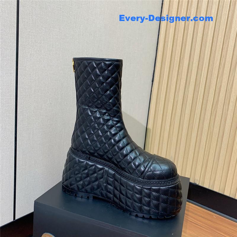 Balmain electro-embroidered leather platform boots