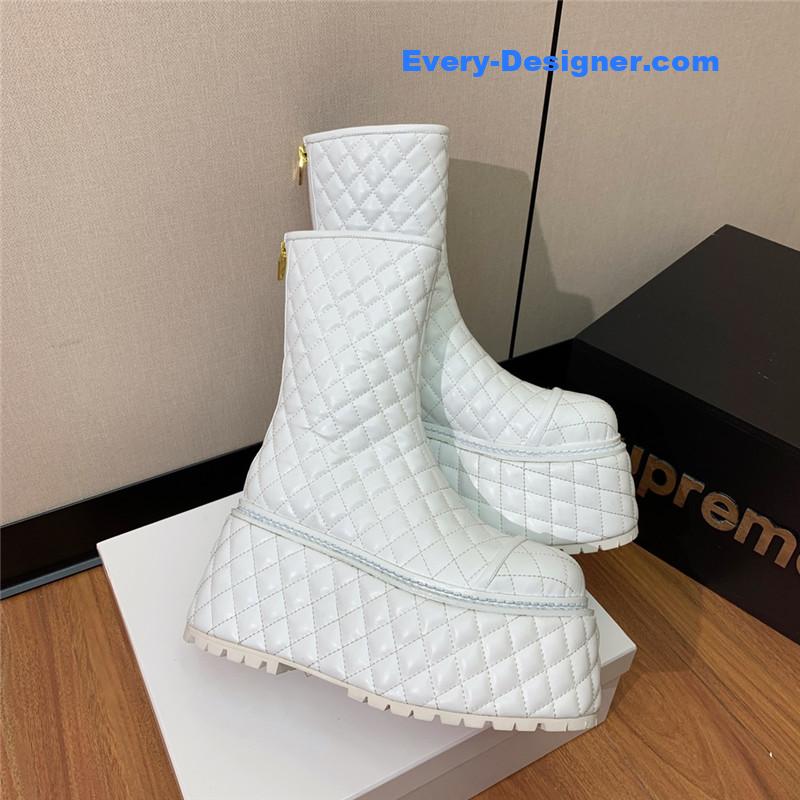 Balmain electro-embroidered leather platform boots