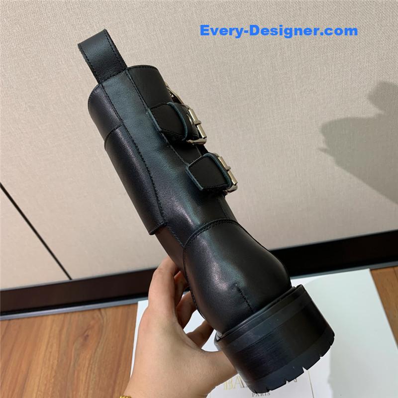 Balmain catwalk style motorcycle leather buckle boots