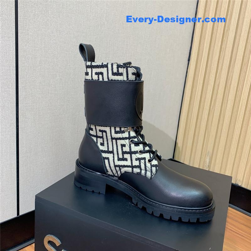 Balmain catwalk style motorcycle leather buckle boots