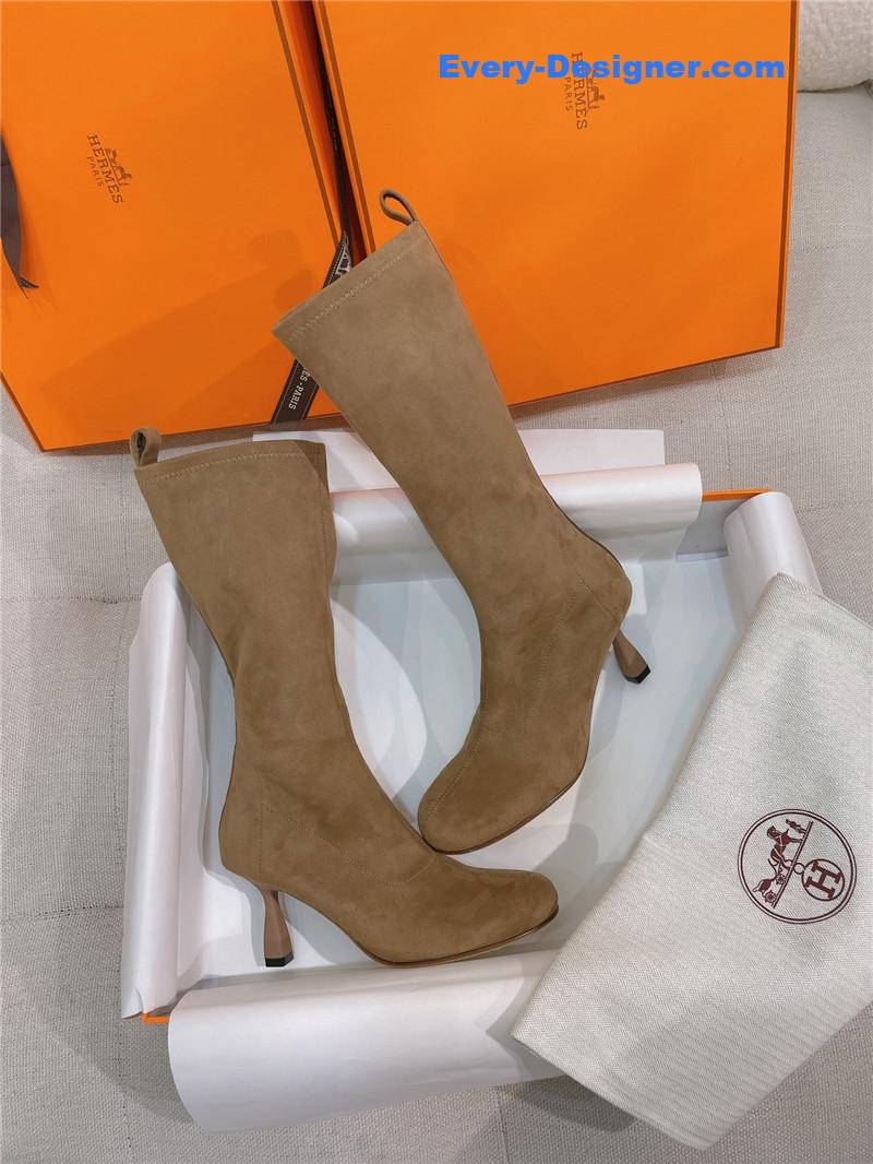 H**me5 stretch sheepskin high-heeled boots