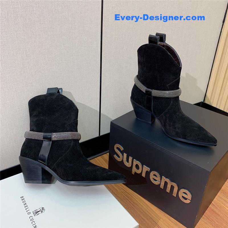 runello cinelli chunky heel boots