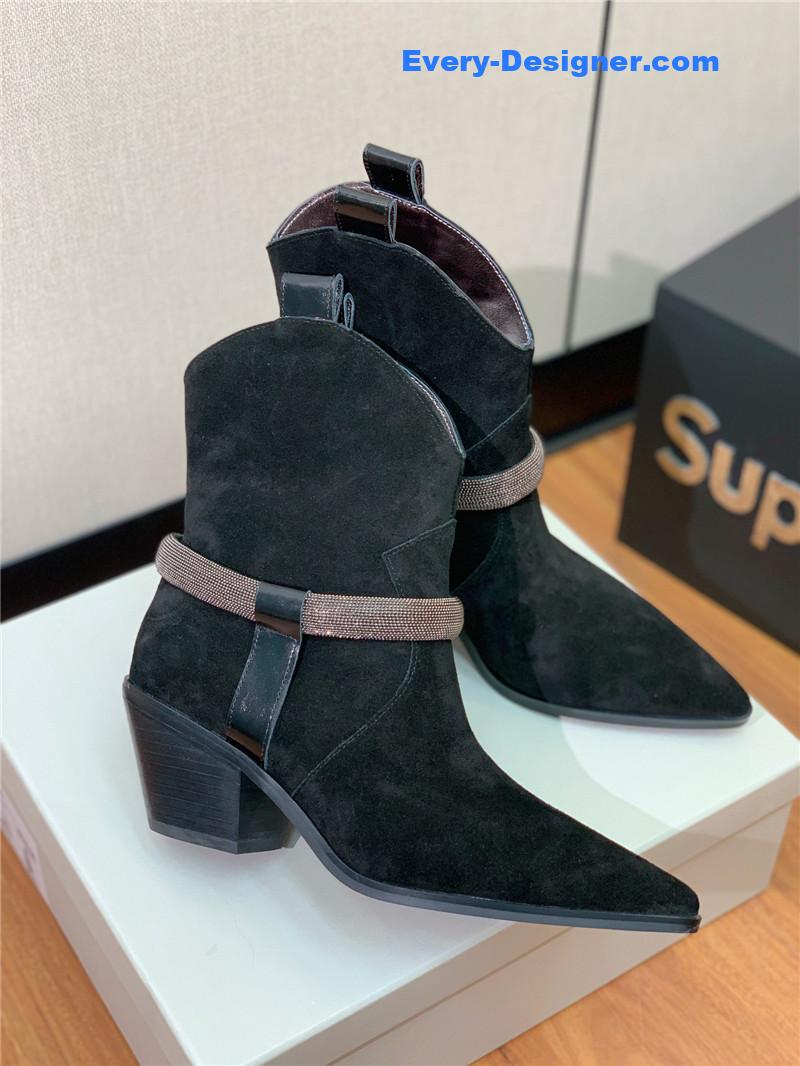 runello cinelli chunky heel boots