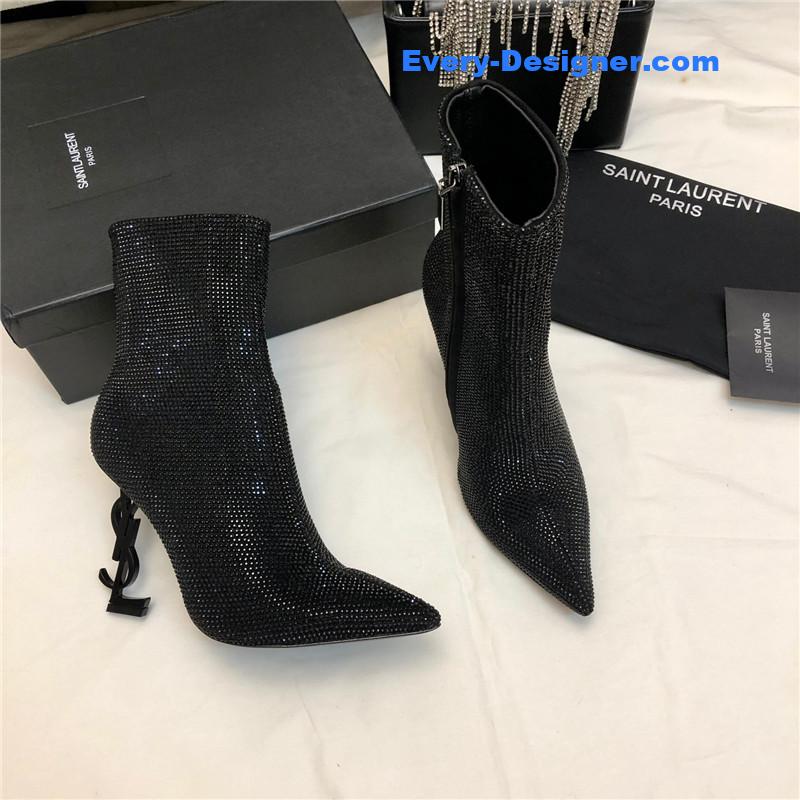 Sa1nt Lau*nt opyum crystal-embellished ankle boots