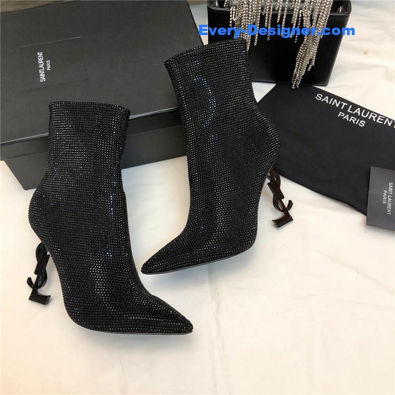 Sa1nt Lau*nt opyum crystal-embellished ankle boots
