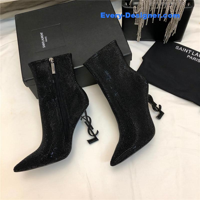 Sa1nt Lau*nt opyum crystal-embellished ankle boots