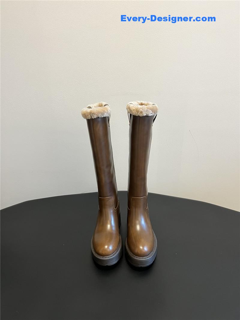 M1um1u thick-soled straight sleeve plus fleece boots