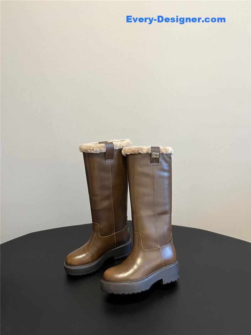 M1um1u thick-soled straight sleeve plus fleece boots