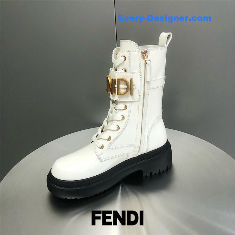 F**di metal logo martin boots short boots