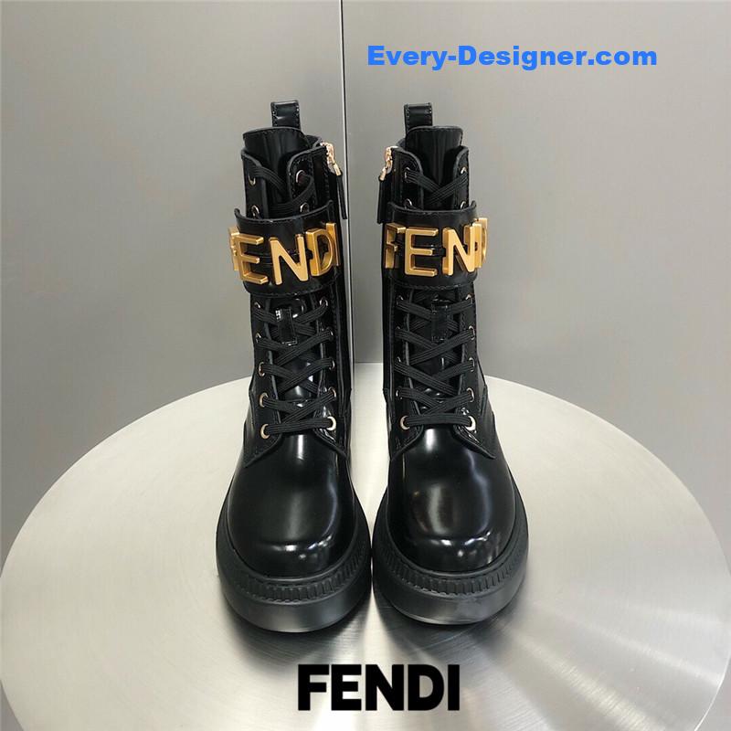 F**di metal logo martin boots short boots