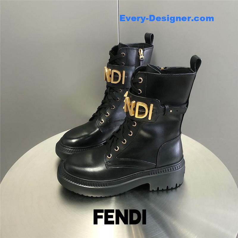 F**di metal logo martin boots short boots
