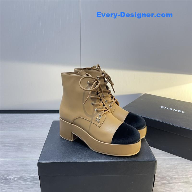 CC new double C color matching ankle boots for women