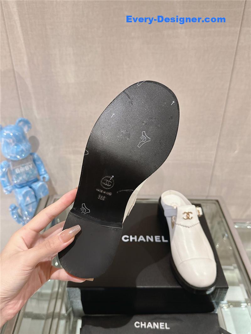 CC half slippers thick heel toe mules