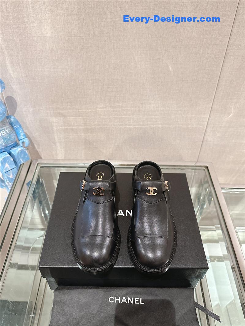 CC half slippers thick heel toe mules