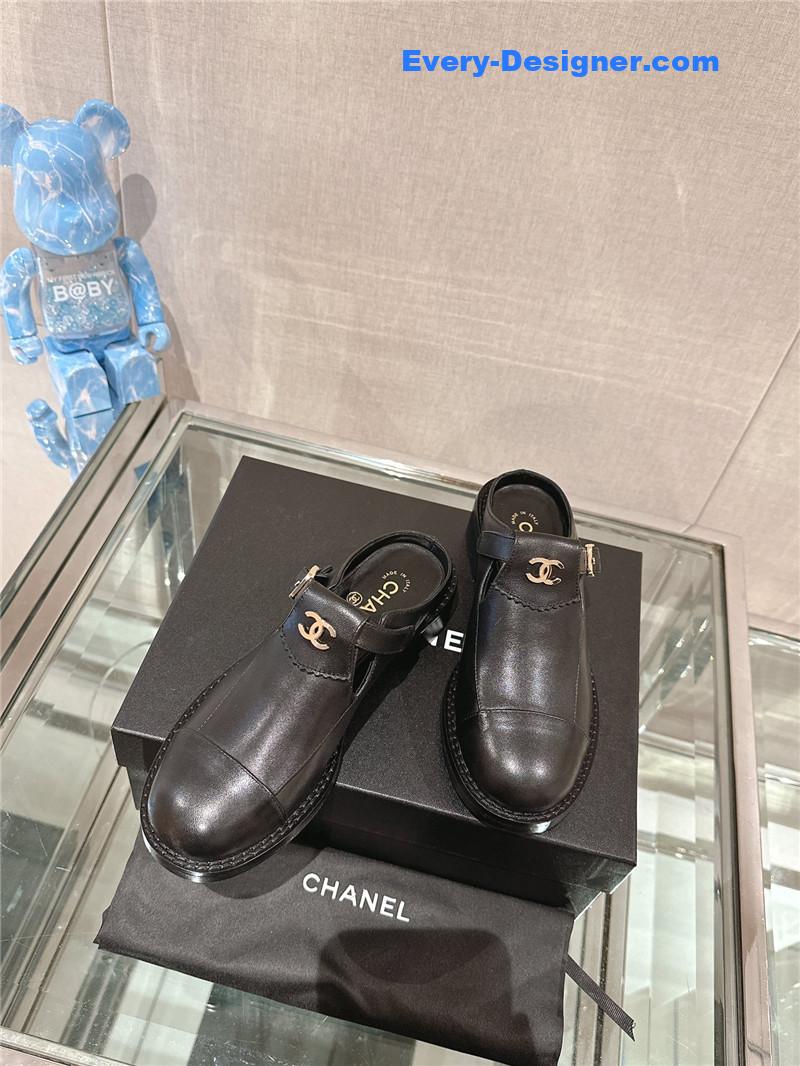 CC half slippers thick heel toe mules