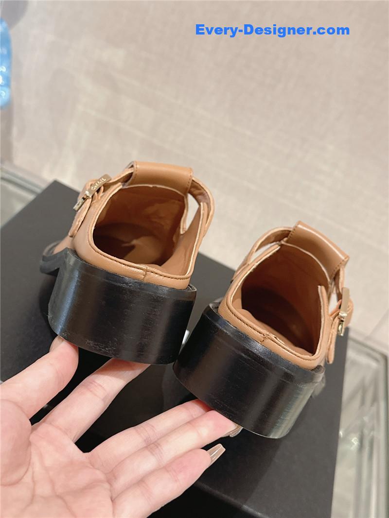 CC half slippers thick heel toe mules
