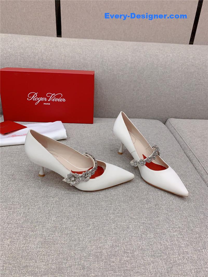 Roger vivor new Bouquet flower rhinestone cat heel high heels