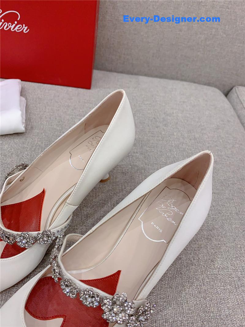 Roger vivor new Bouquet flower rhinestone cat heel high heels