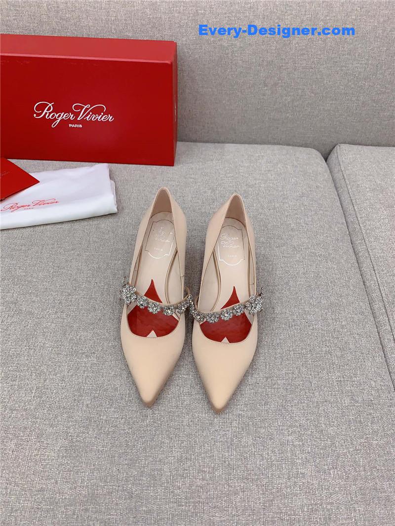 Roger vivor new Bouquet flower rhinestone cat heel high heels