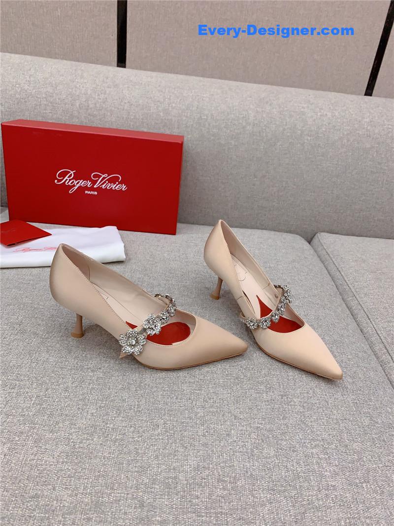 Roger vivor new Bouquet flower rhinestone cat heel high heels