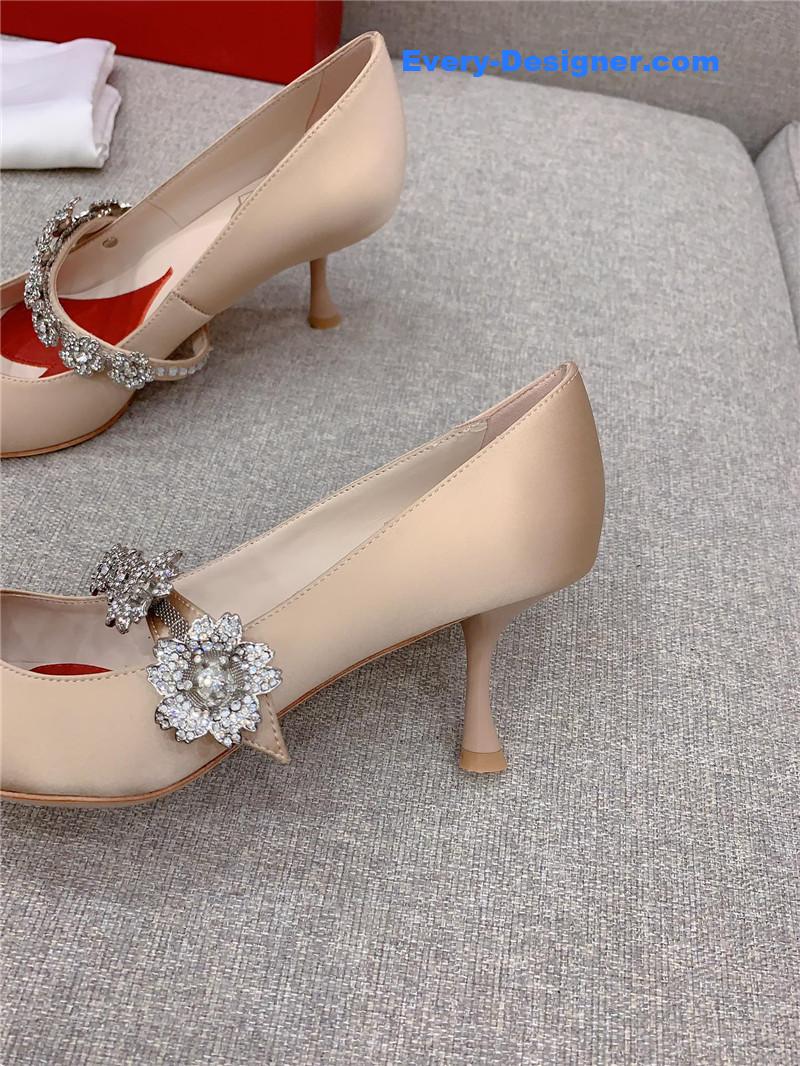 Roger vivor new Bouquet flower rhinestone cat heel high heels