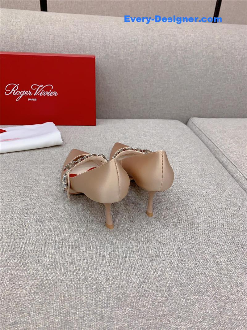 Roger vivor new Bouquet flower rhinestone cat heel high heels