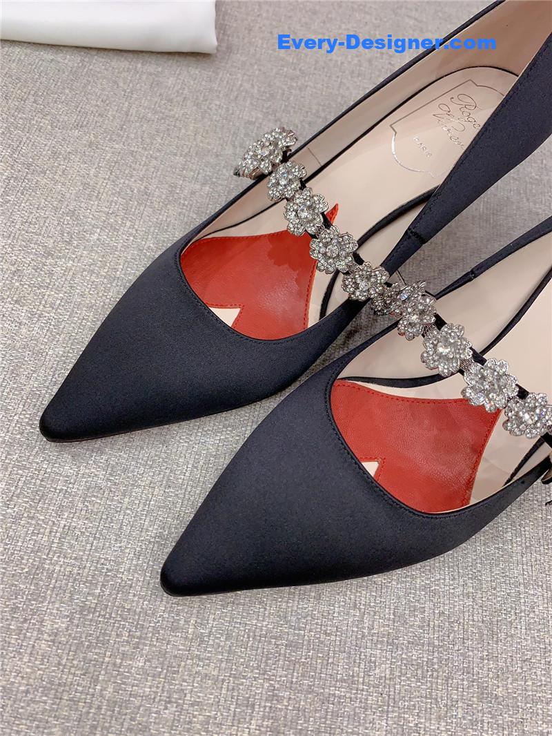 Roger vivor new Bouquet flower rhinestone cat heel high heels