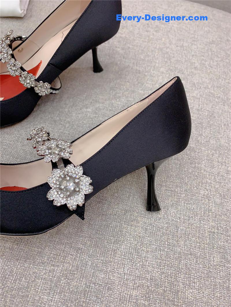 Roger vivor new Bouquet flower rhinestone cat heel high heels