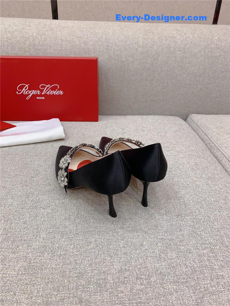 Roger vivor new Bouquet flower rhinestone cat heel high heels