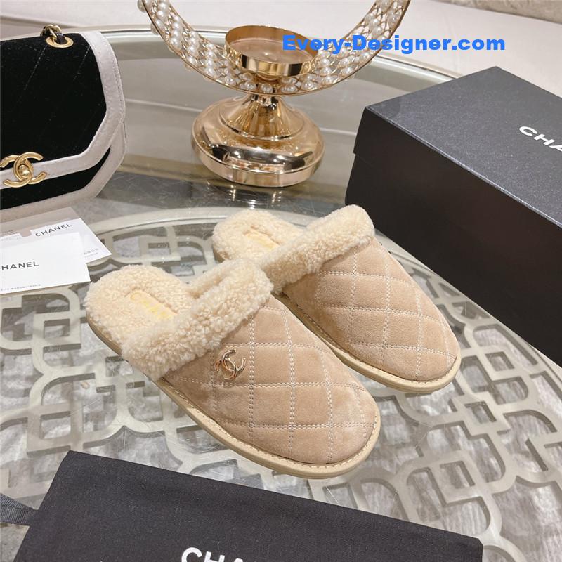 CC classic color block fur flip flops