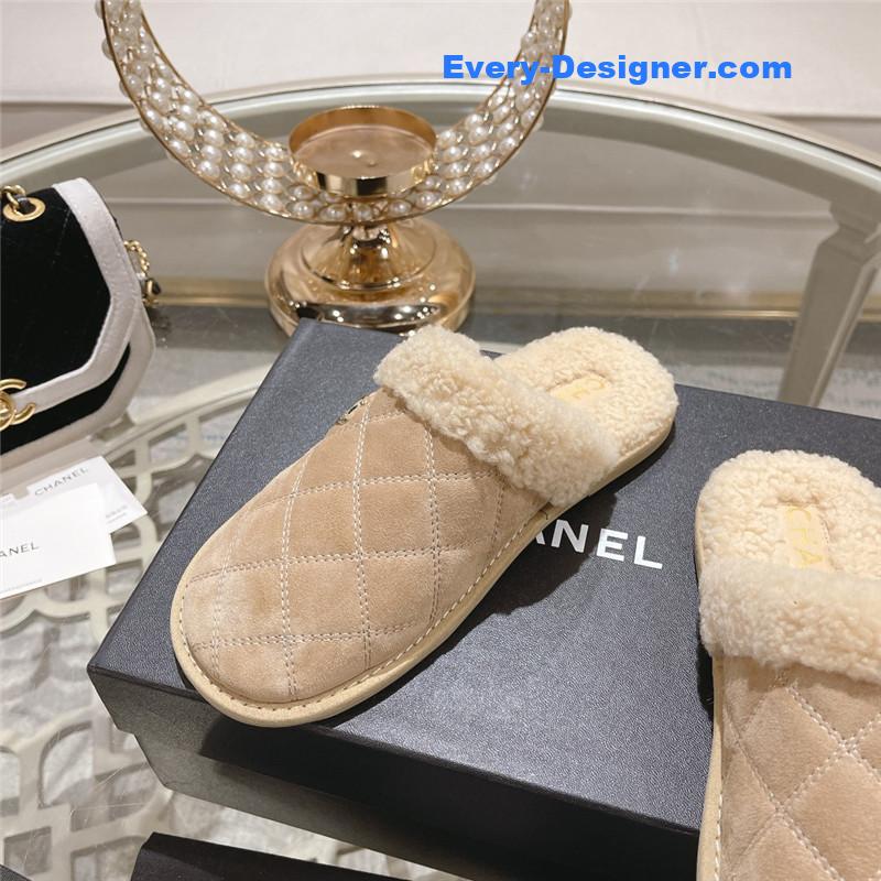 CC classic color block fur flip flops