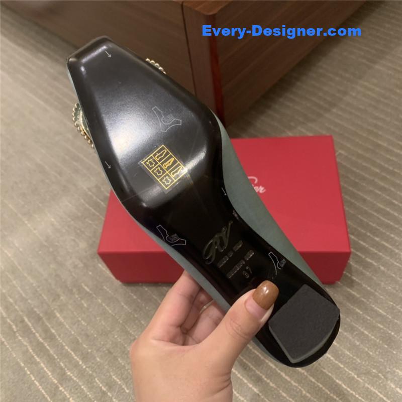 Roger vivor square buckle rhinestone high heel shoes