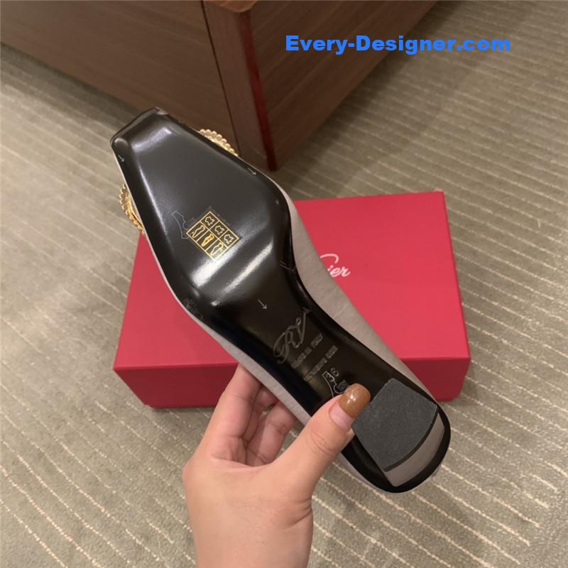 Roger vivor square buckle rhinestone high heel shoes