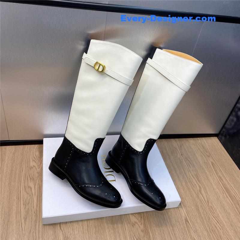 D10r thick heel round toe slip-on belt buckle knight boots
