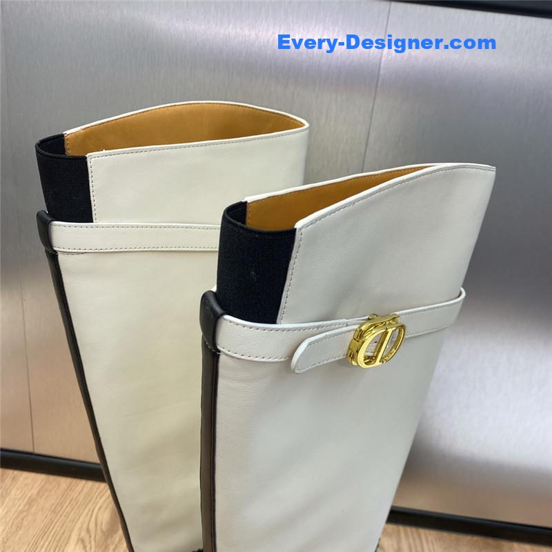 D10r thick heel round toe slip-on belt buckle knight boots