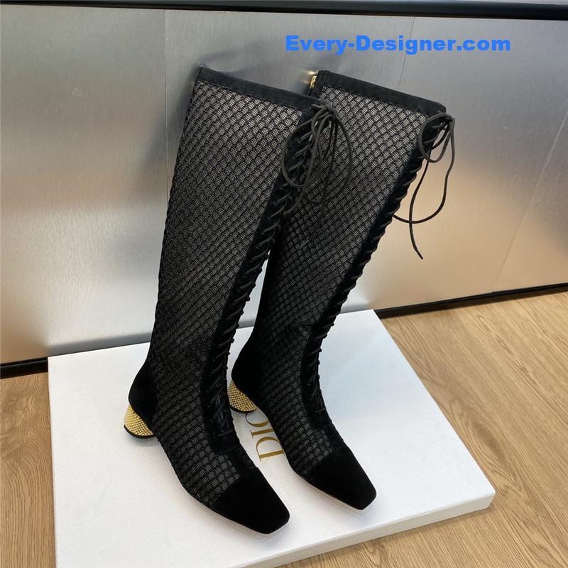 D10r metallic pearl heel knight boots for women