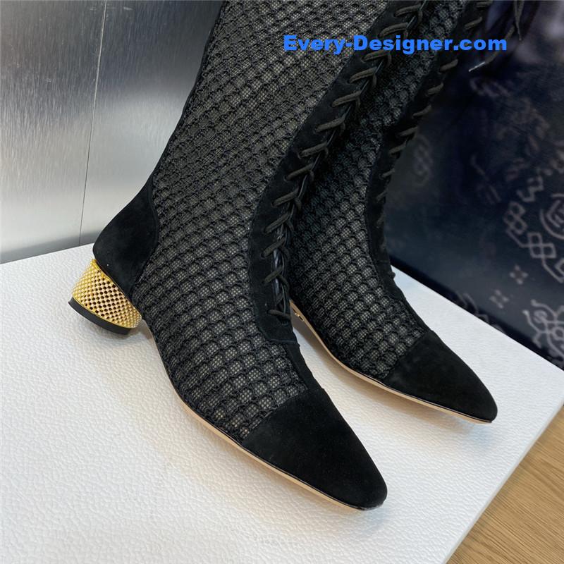 D10r metallic pearl heel knight boots for women