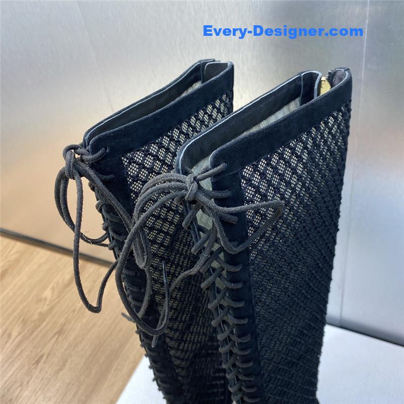 D10r metallic pearl heel knight boots for women