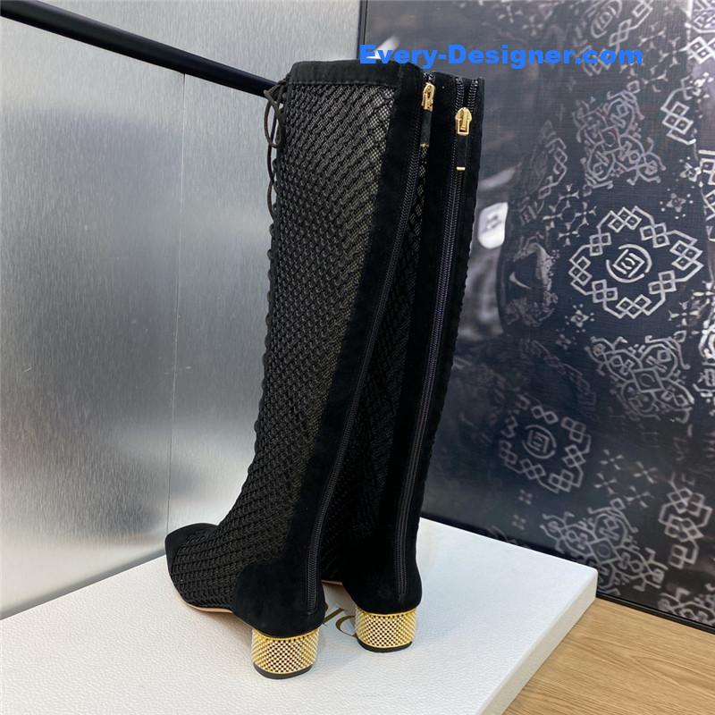 D10r metallic pearl heel knight boots for women
